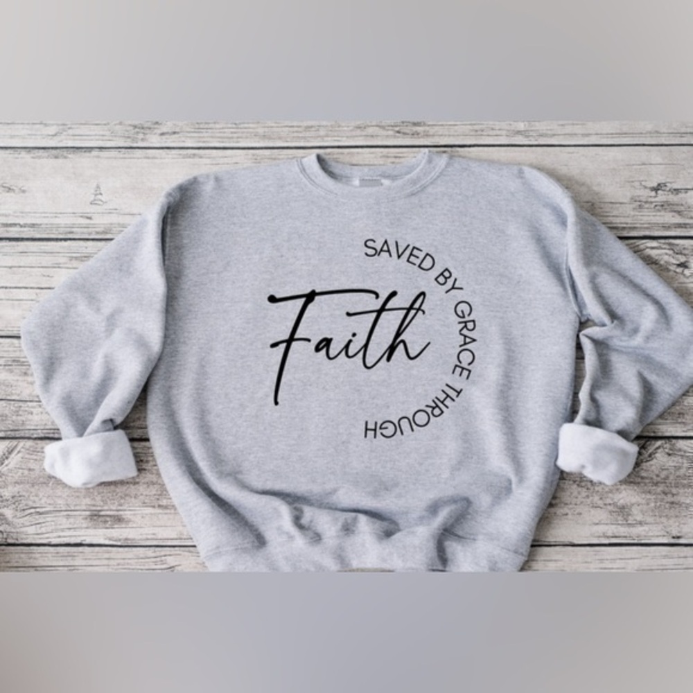 Saved By Grace Crewneck- Gray